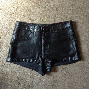 H&M High Waisted Faux Leather Shorts